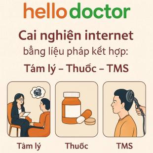 Cai nghiện internet bằng liệu pháp kết hợp: Tâm lý – Thuốc – TMS tại Hello Doctor Cai nghiện internet bằng liệu pháp kết hợp: Tâm lý – Thuốc – TMS tại Hello Doctor