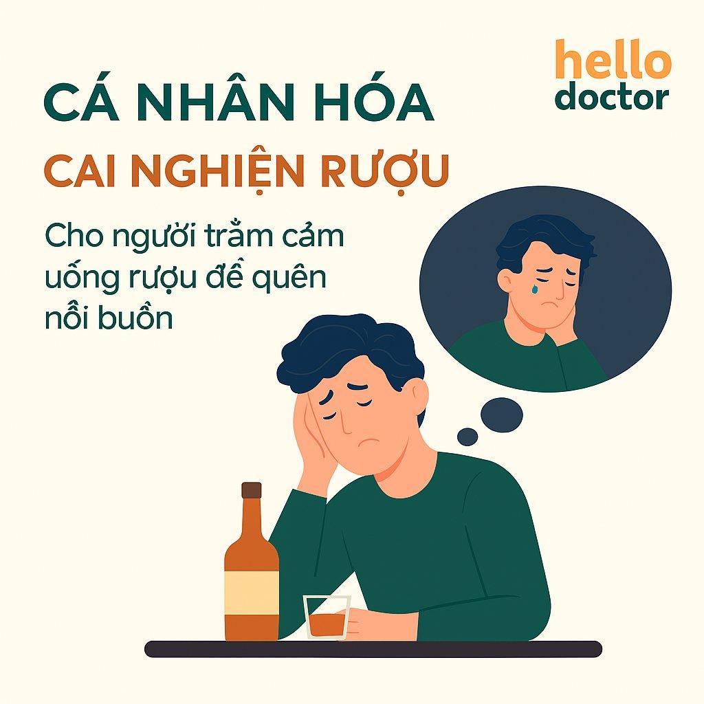 Cá nhân hóa cai nghiện rượu cho người trầm cảm, uống rượu để quên nỗi buồn