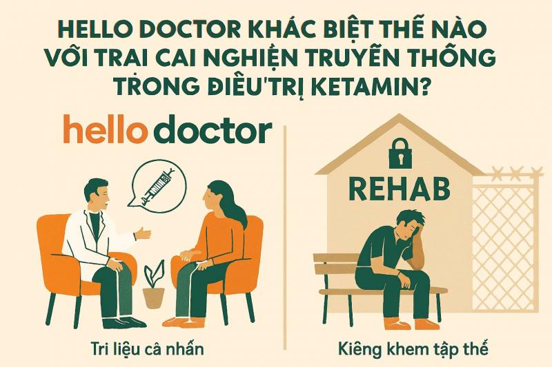 Hello Doctor khác biệt thế nào với trại cai nghiện truyền thống trong điều trị ketamin?