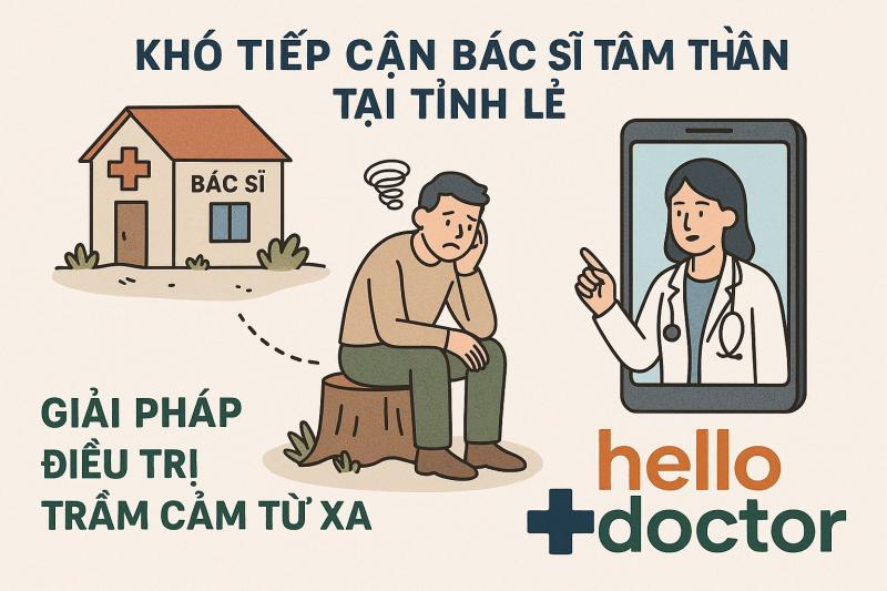 Khó tiếp cận bác sĩ tâm thần tại tỉnh lẻ: Giải pháp điều trị trầm cảm từ xa tại Hello Doctor