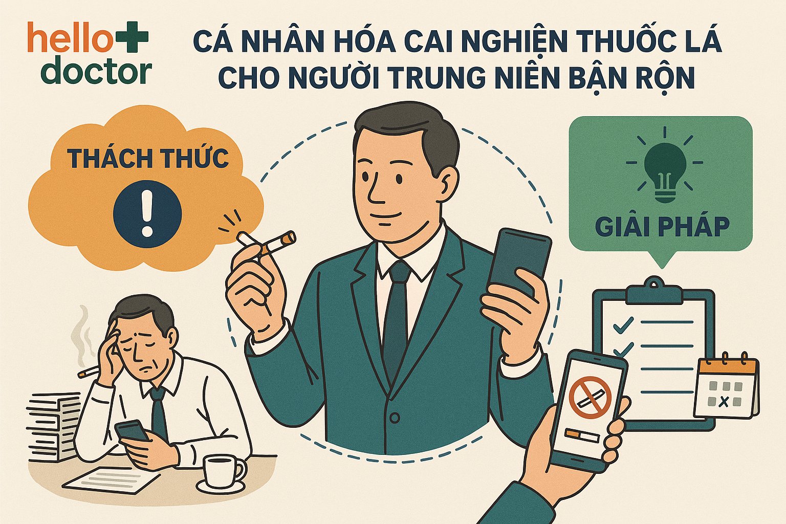 Cá nhân hóa cai nghiện thuốc lá cho người trung niên bận rộn: Thách thức và giải pháp