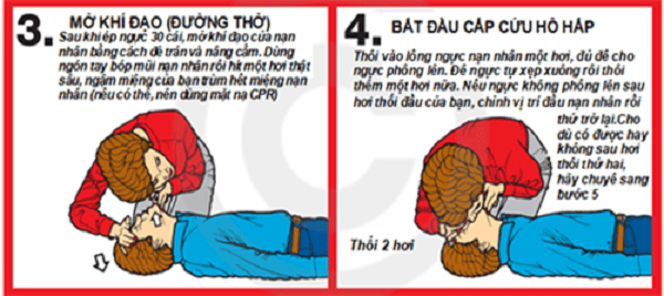 Bước 3, 4 của phương pháp CPR