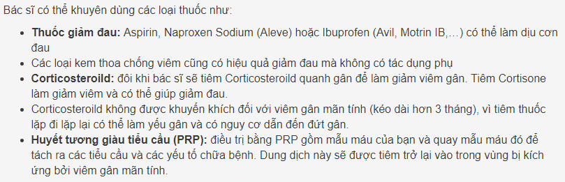 Điều trị bệnh viêm gân bằng thuốc