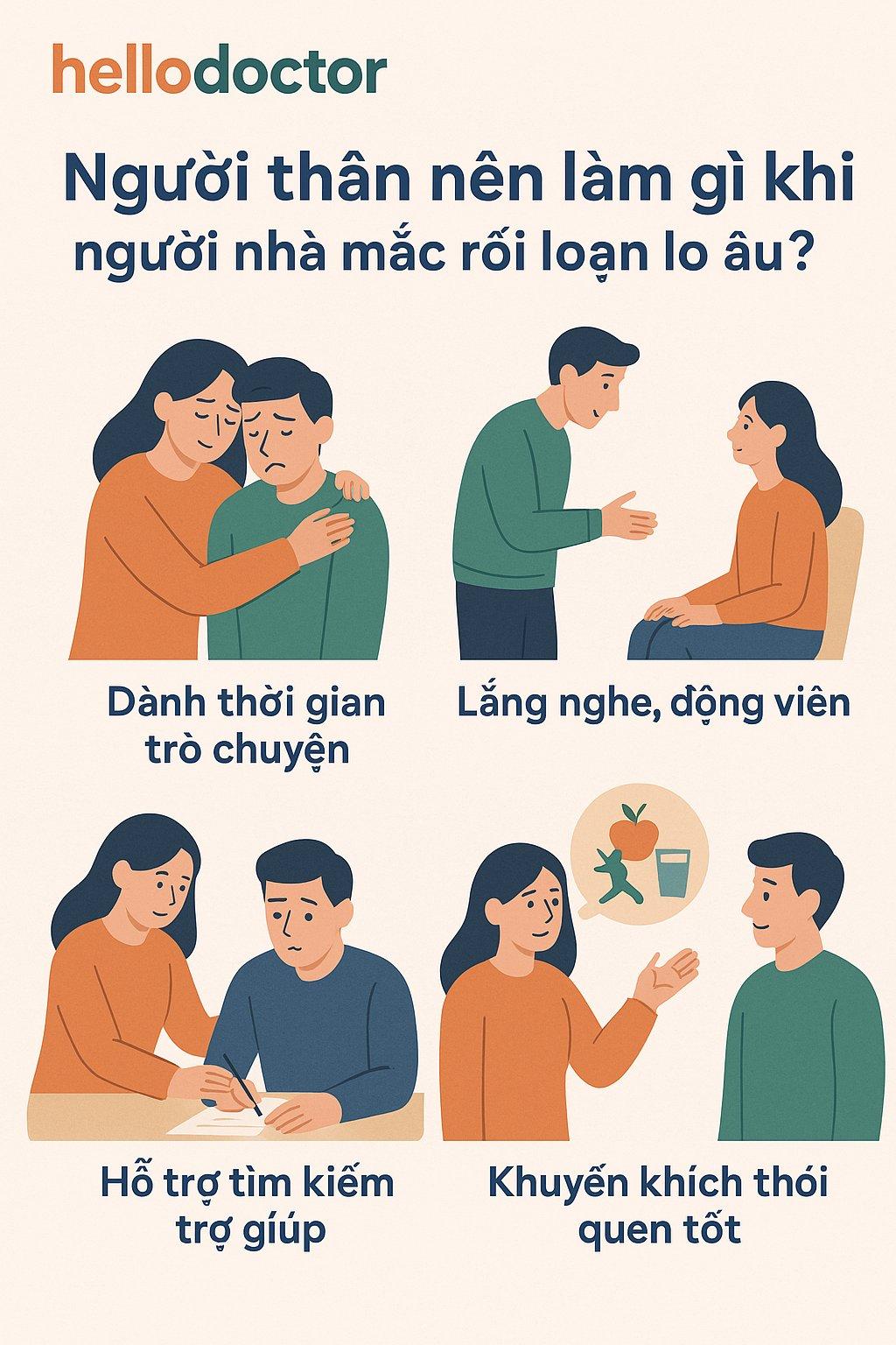 Người thân nên làm gì khi người nhà mắc rối loạn lo âu?