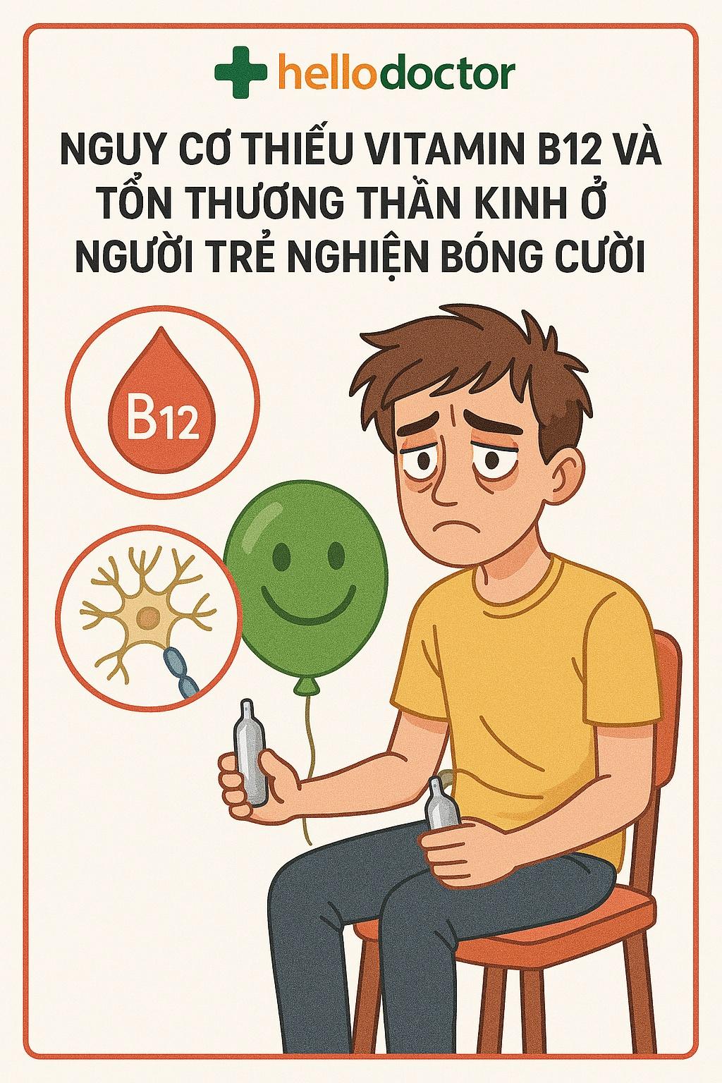 Nguy cơ thiếu vitamin B12 và tổn thương thần kinh ở người trẻ nghiện bóng cười