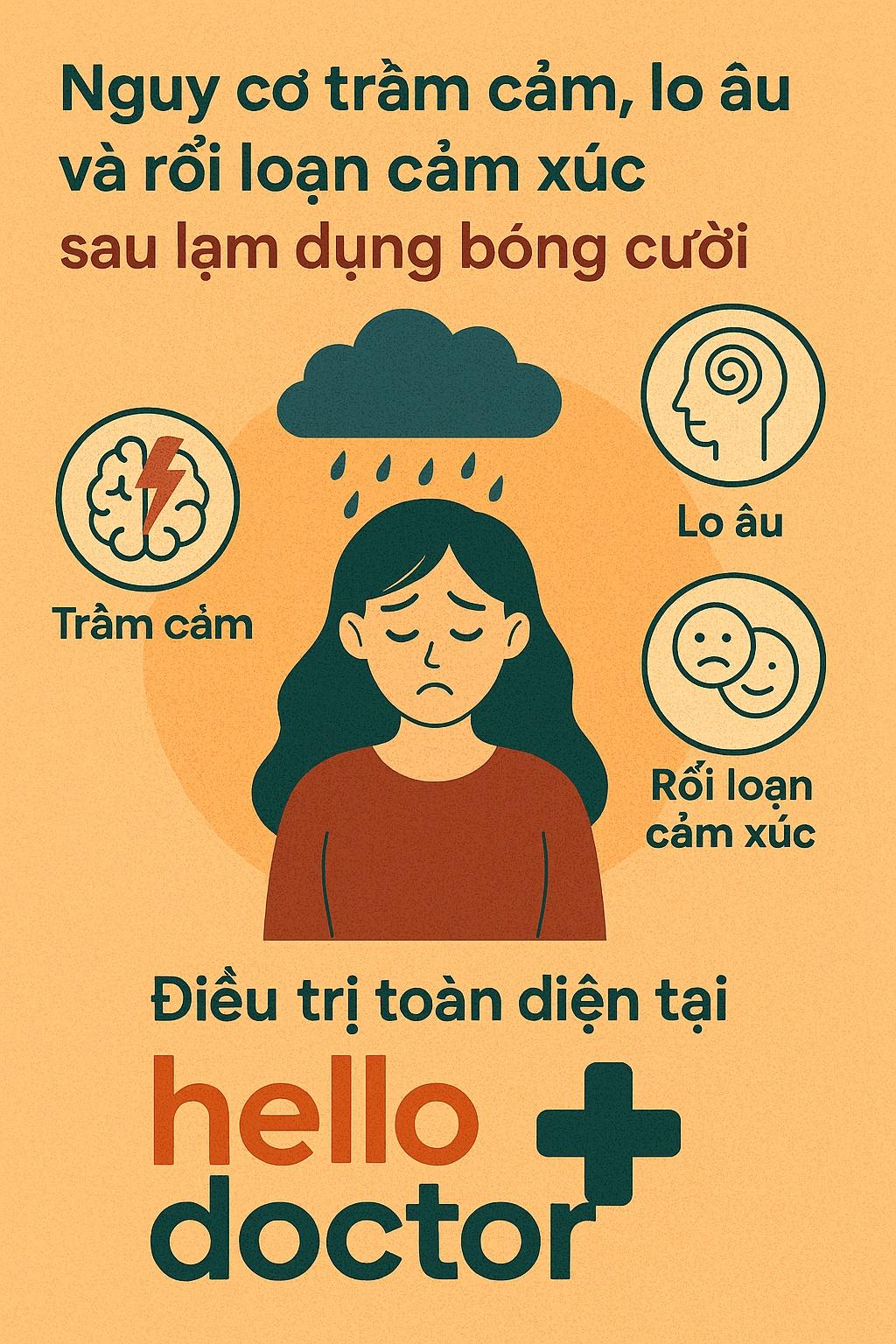 Nguy cơ trầm cảm, lo âu và rối loạn cảm xúc sau lạm dụng bóng cười – Điều trị toàn diện tại Hello Doctor